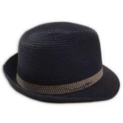 Καπέλο navy straw trilby hat with patterned ban Minoti