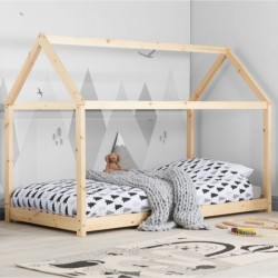 Κρεβάτι Montessori Σπιτάκι Φυσικό 90Χ200