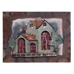 Πίνακας Μεταλλικός Σπίτια 56x5x42 Inart