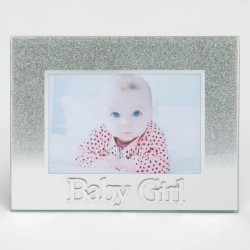 Γυάλινη Κορνίζα Silver Glitter Baby Girl Babino